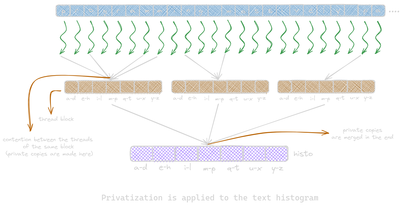 Privatiization in text histogram